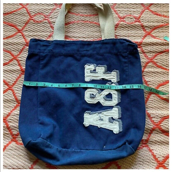 Abercrombie and Fitch canvas bag tote dark blue. - Picture 3 of 6